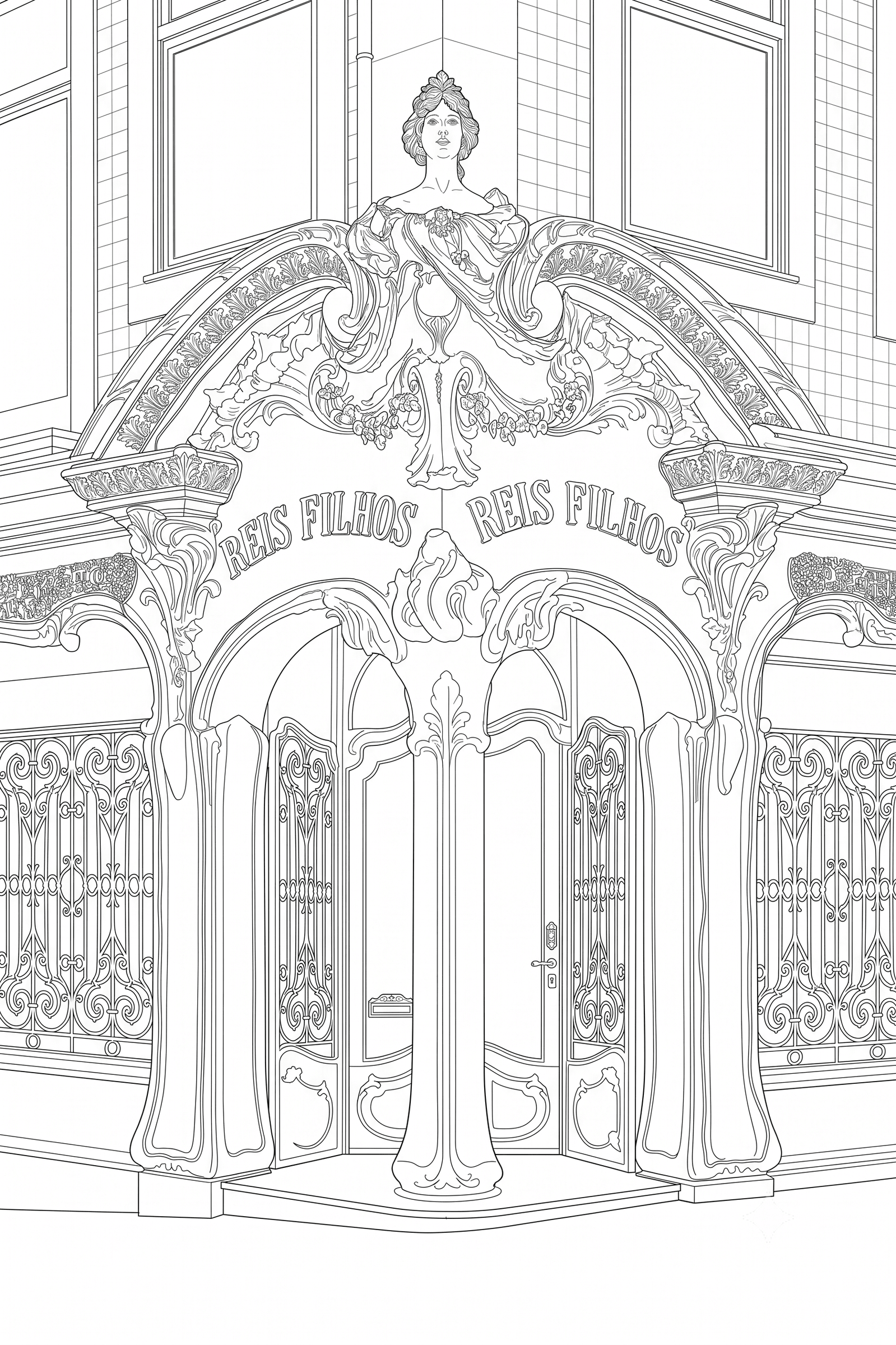 Desenho arquitetónico — Porta 001, Rua de Santa Catarina, Porto